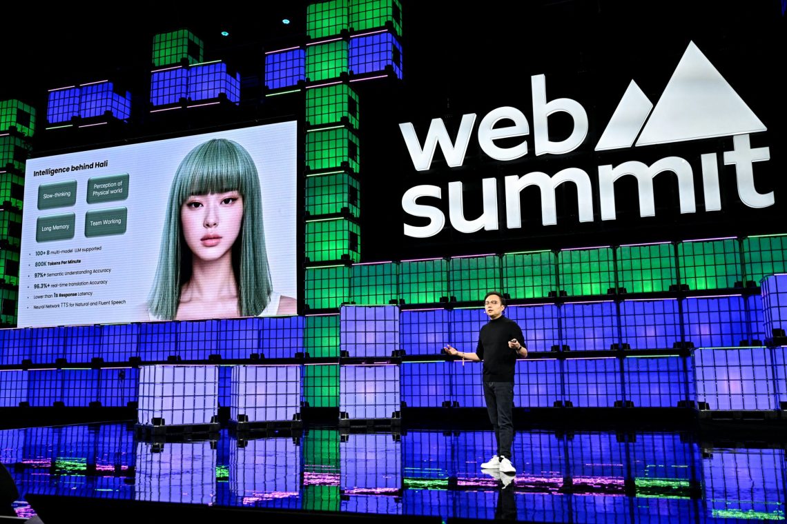 14 November 2024; Victor AI, Founder & CEO, Terminus Group, on Centre stage during day three of Web Summit 2024 at the MEO Arena in Lisbon, Portugal. Photo by Sam Barnes/Web Summit via Sportsfile